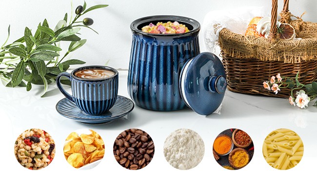 Hasense Ceramic Storage Containers, 35 oz Coffee Canister with Airtight Lids,