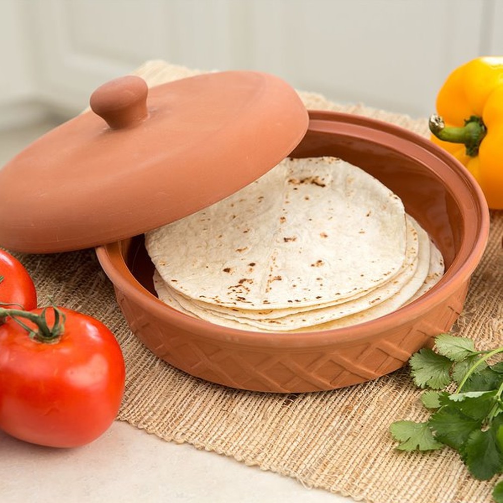 Fox Run Microwavable Terra Cotta Tortilla Warmer Glazed Interior 8 1/2″