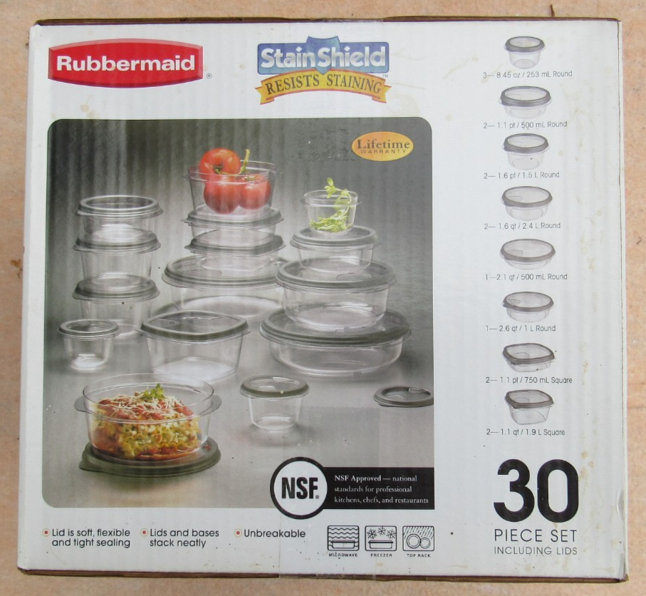Vintage Rubbermaid StainShield 30-Piece Food Storage Containers 2004 Sealed Box