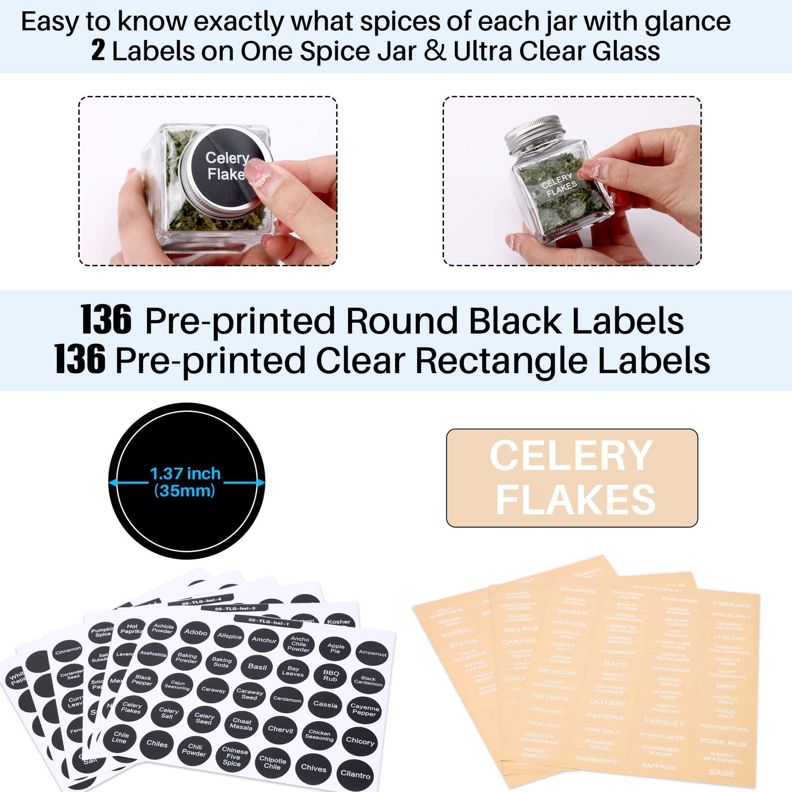 Unique Design Spice Jars with 372 Labels, 29-Pack 4.5 oz Personalized Cubic C…