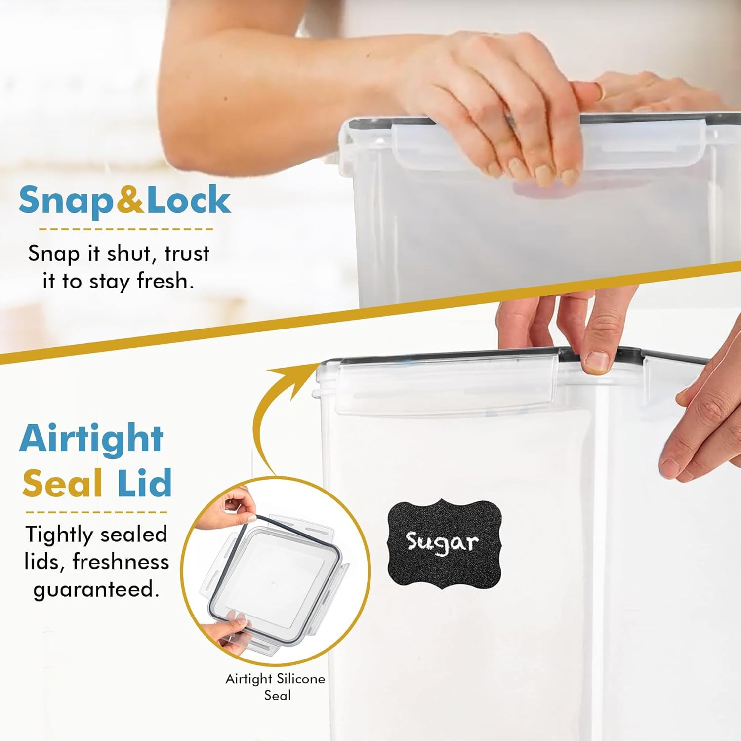 2 PC (9.5L | 321 Oz) Extra Large Bulk Food Storage Containers with Airtight Lids