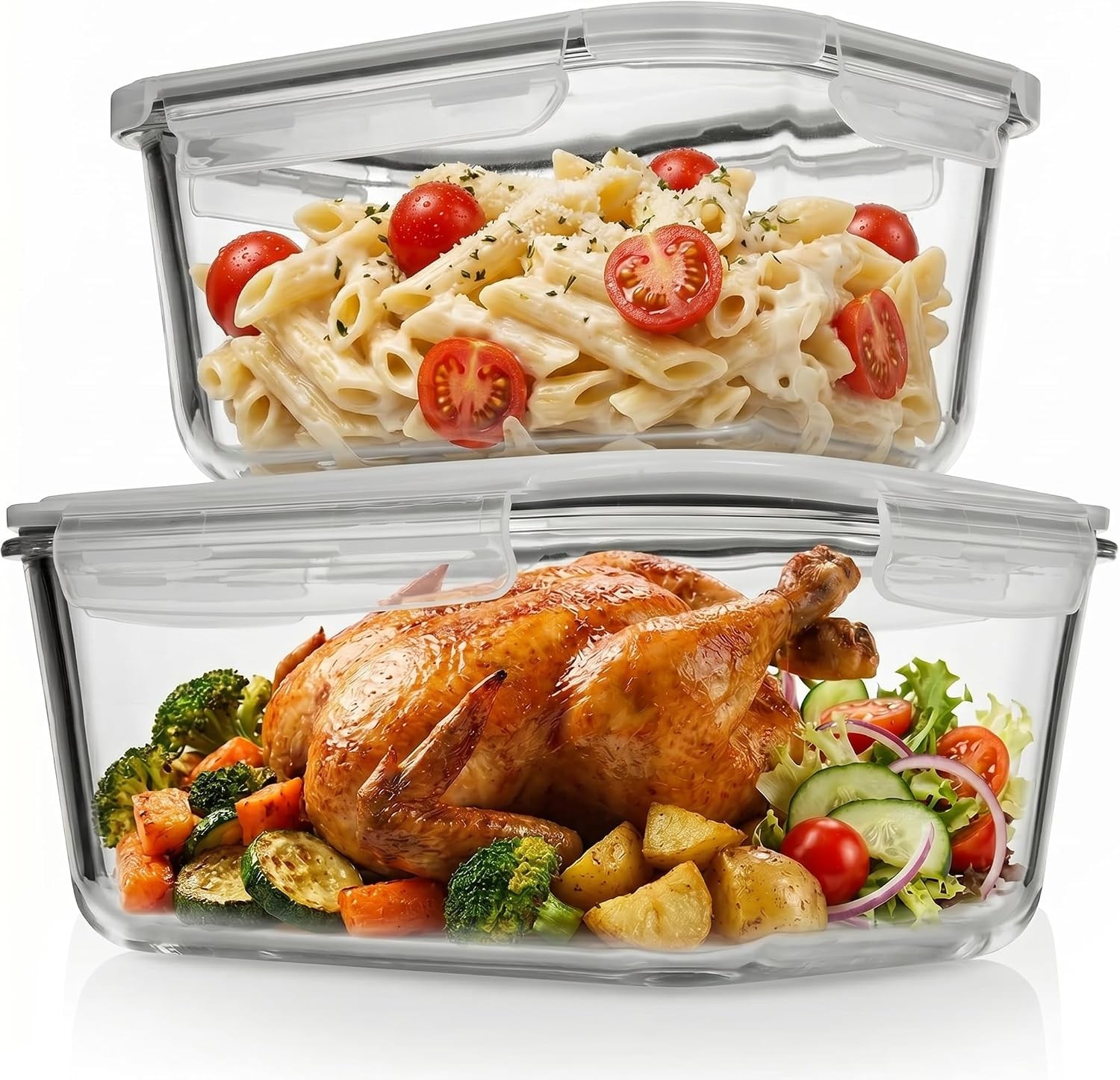 4 Pc (2700ML/ 91 Oz & 1520ML/ 51 Oz) Airtight Large Glass Food Storage