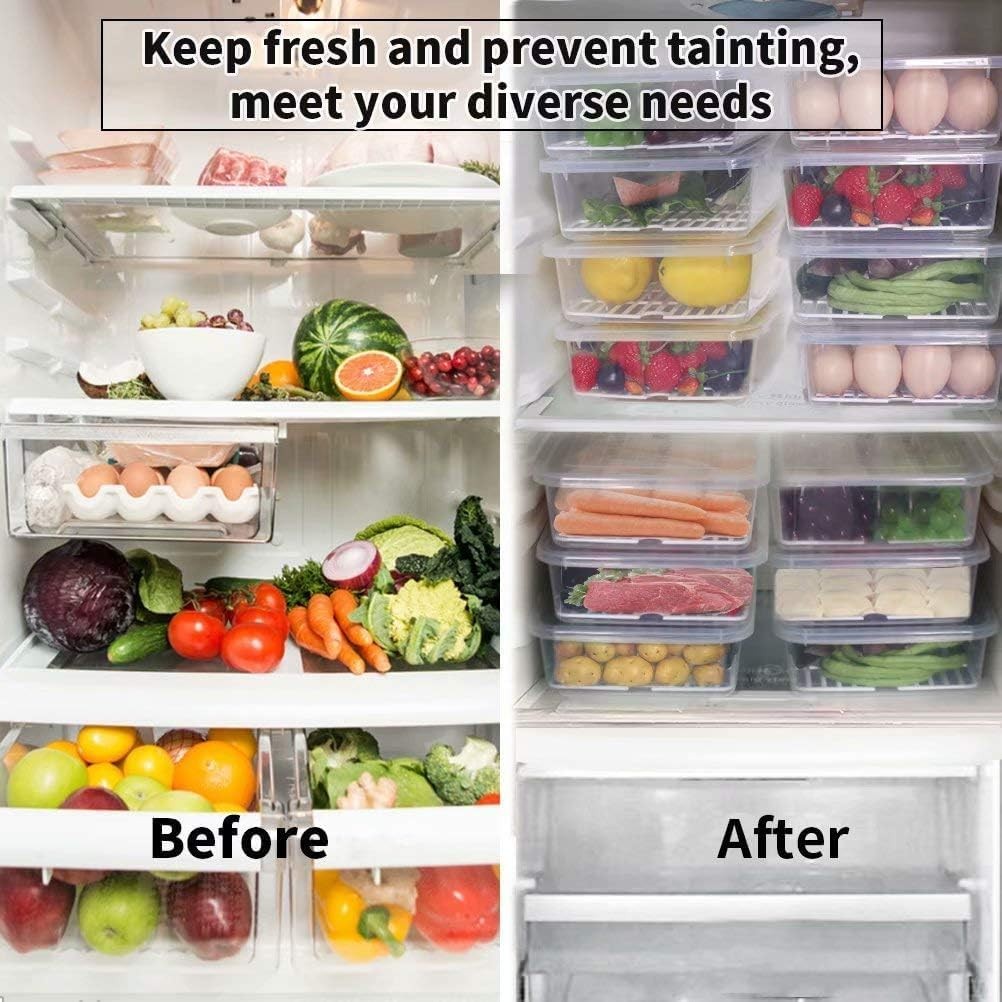 Food Storage Container 3-Pack Plastic Food Containers W/ Removable Drain Plate