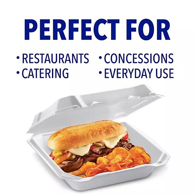 Hefty Supreme Foam Hinged Lid Container 1 Compartment 125 Ct GREAT VALUE