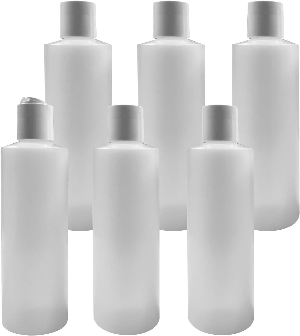6-Pack Plastic Squeeze Bottles Flip Top 8 oz Refillable Travel Shampoo Soap Loti