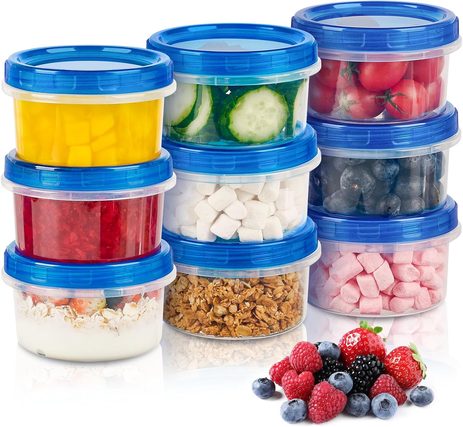 Soelomu 8 Oz Freezer Storage Containers with Twist Top Lids, 10 Pack Reusable Me