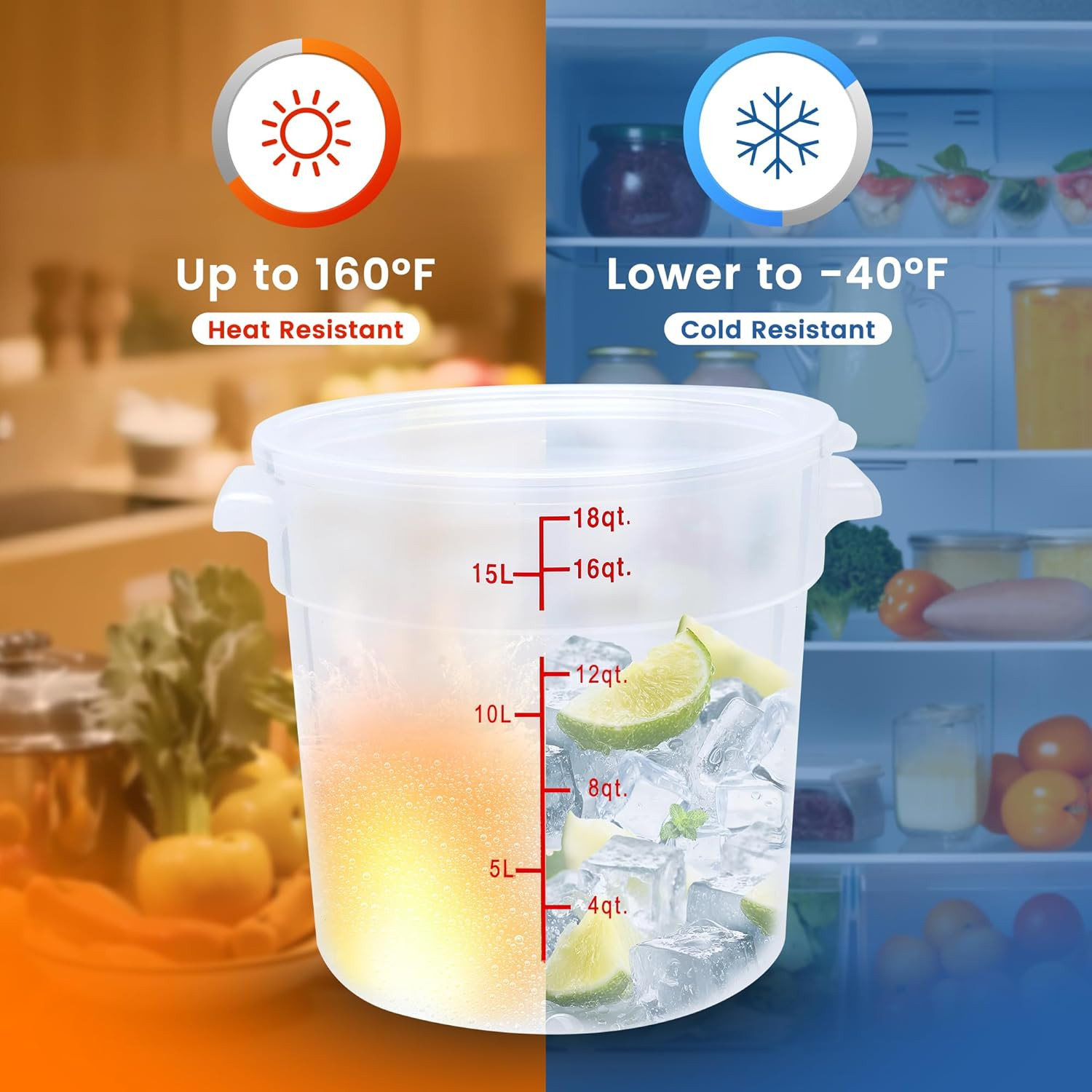 BPA-Free 18QT Round Food Storage Containers – 4 Pack with Lids & Labels