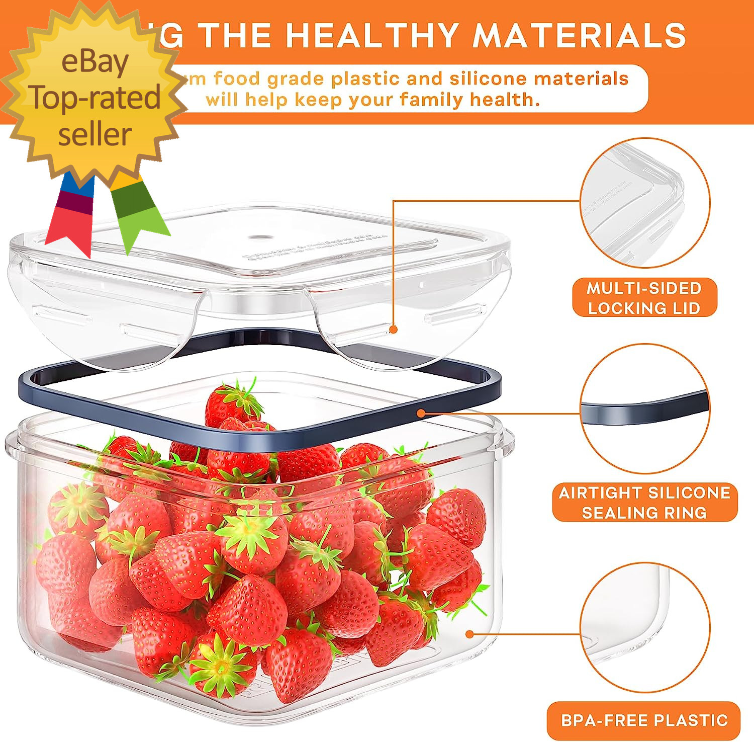 40 PCS Food Storage Containers with Lids Airtight (20 Containers & 20 Lids)