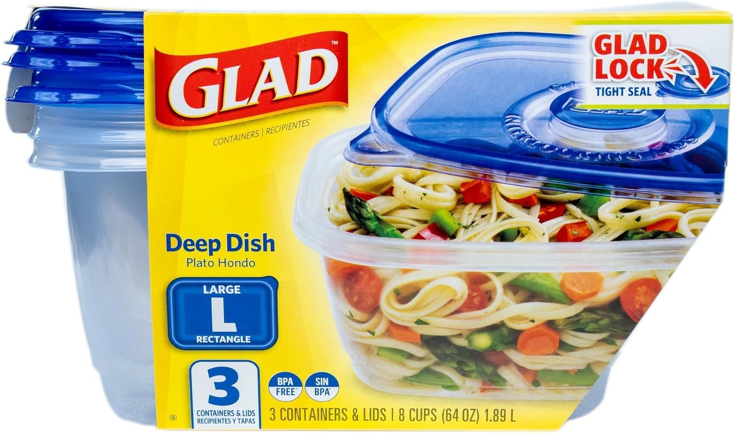 Ware Deep Dish Food Storage Containers with Lids, Large Rectangle BPA Free Pl…