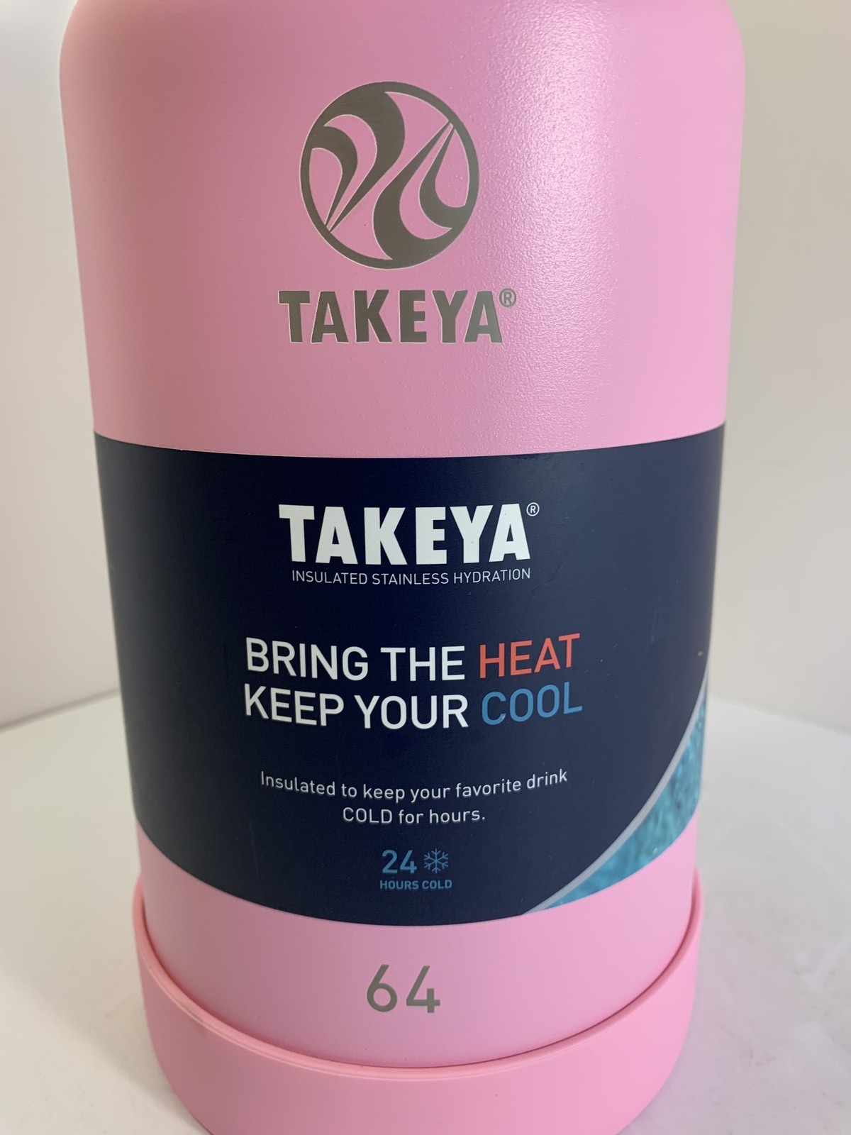 TAKEYA 64oz Insulated Stainless Steel Water Bottle Pink Straw Lid Sweat-Free NEW