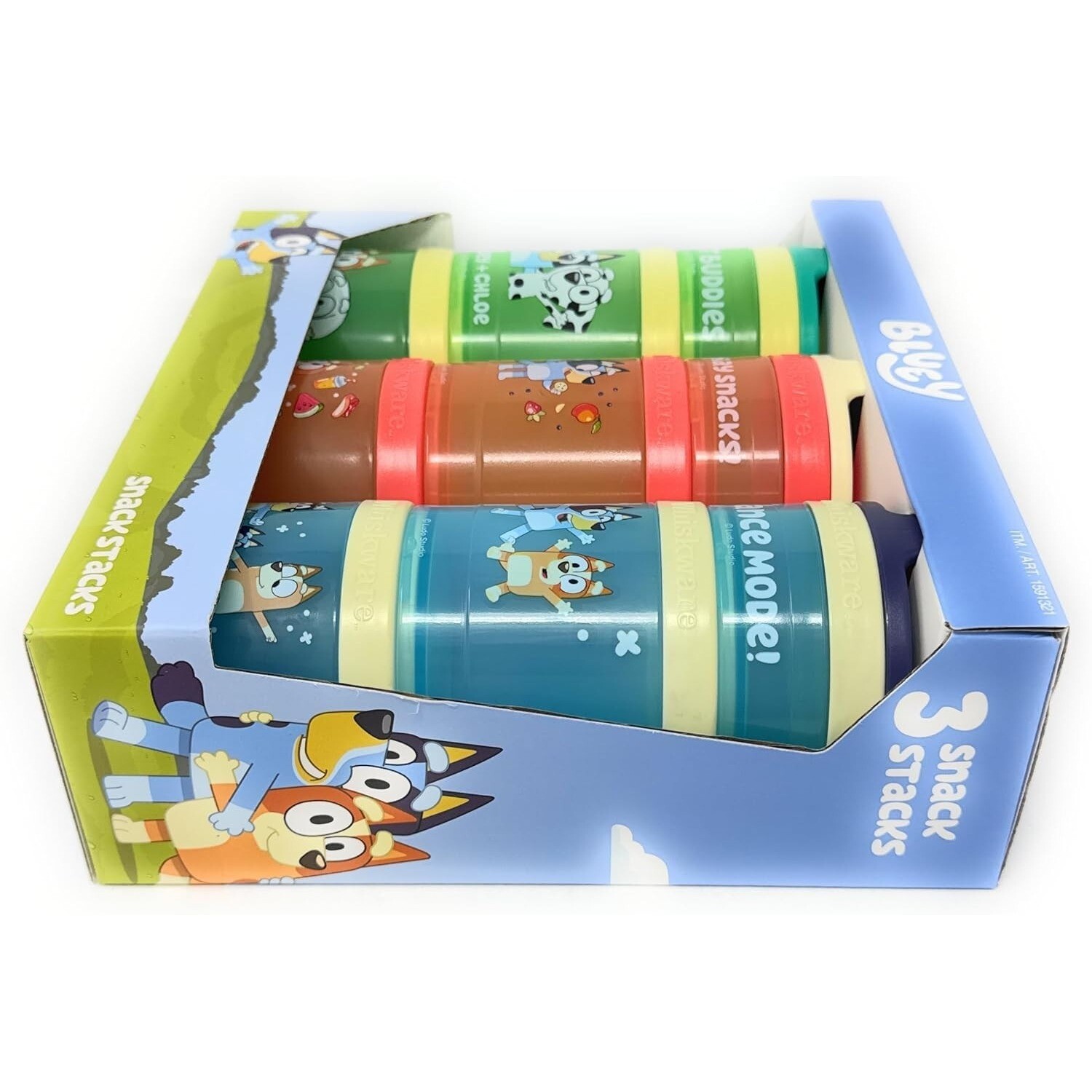 Bluey ~ Whiskware 3 snack Stacks ~ BPA and Phthalate-free Dishwasher Safe