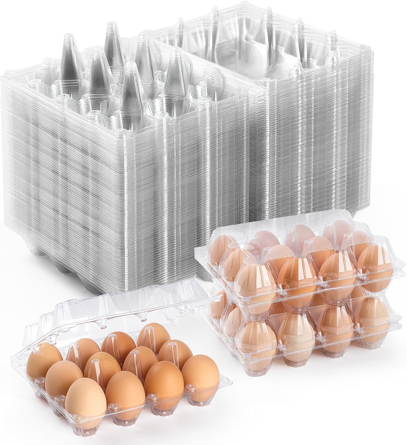 100 Pack Plastic Egg Cartons Cheap Bulk,1 Dozen Clear Empty Egg Containers fo…
