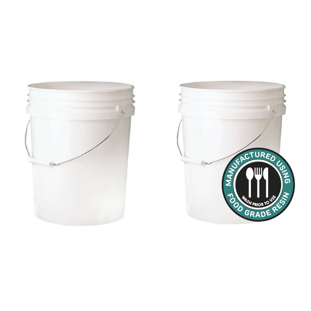 Food Safe Bucket 5 Gal. White FDA Approved Resin Gardening Container (Pack of 2)