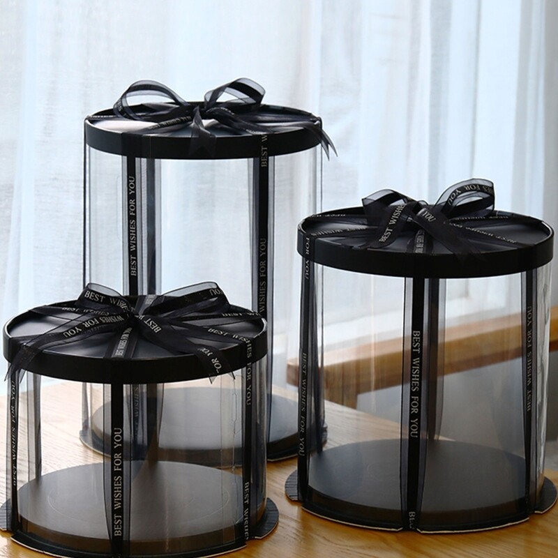 Transparent Round Box Cake Boxes Birthday Wedding Dessert Wrapping for Case
