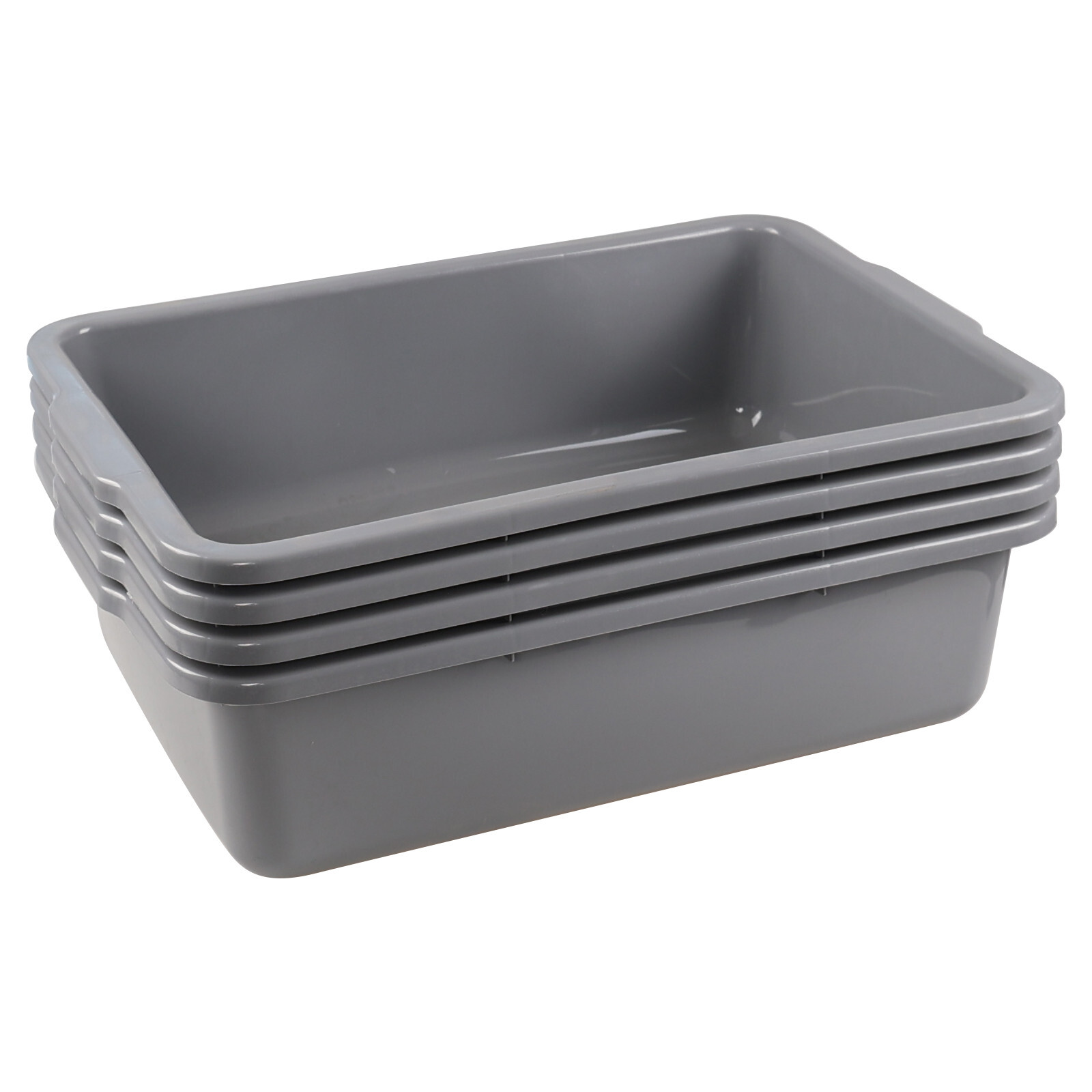 32 L Commercial Food Service Bus Tub, 4 Pack Utility Tote Dishpan, Grey