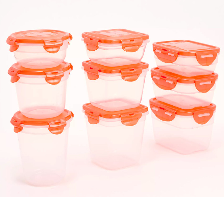 LocknLock 9-Piece Nestable Mini Storage Set Multi-Shape CORAL K90916