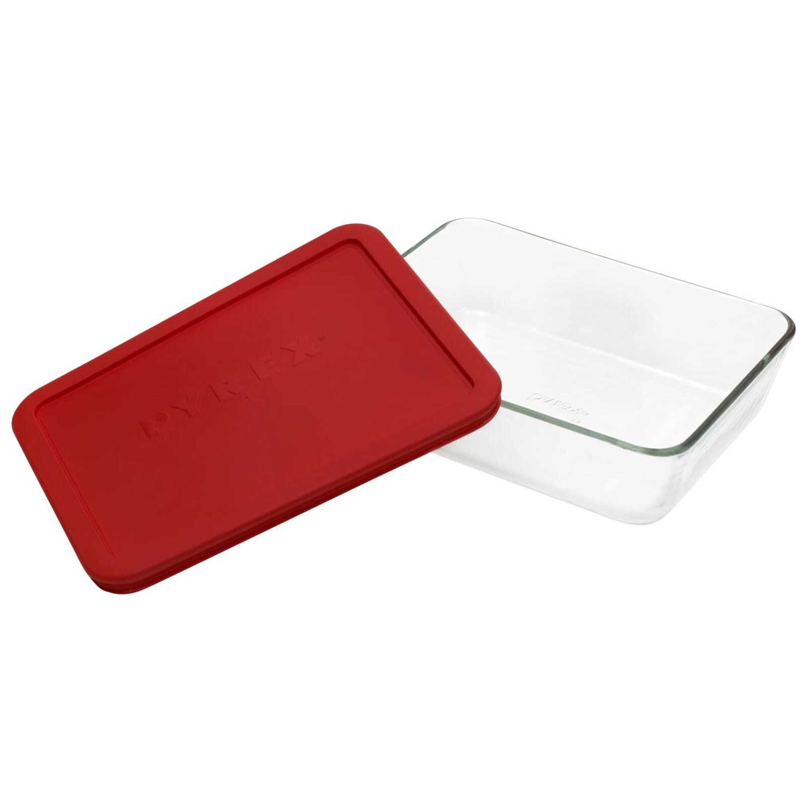 Pyrex 7211 6-Cup Rectangle Glass Storage Dish w/ 7211-PC 6-Cup Red Lid Cover