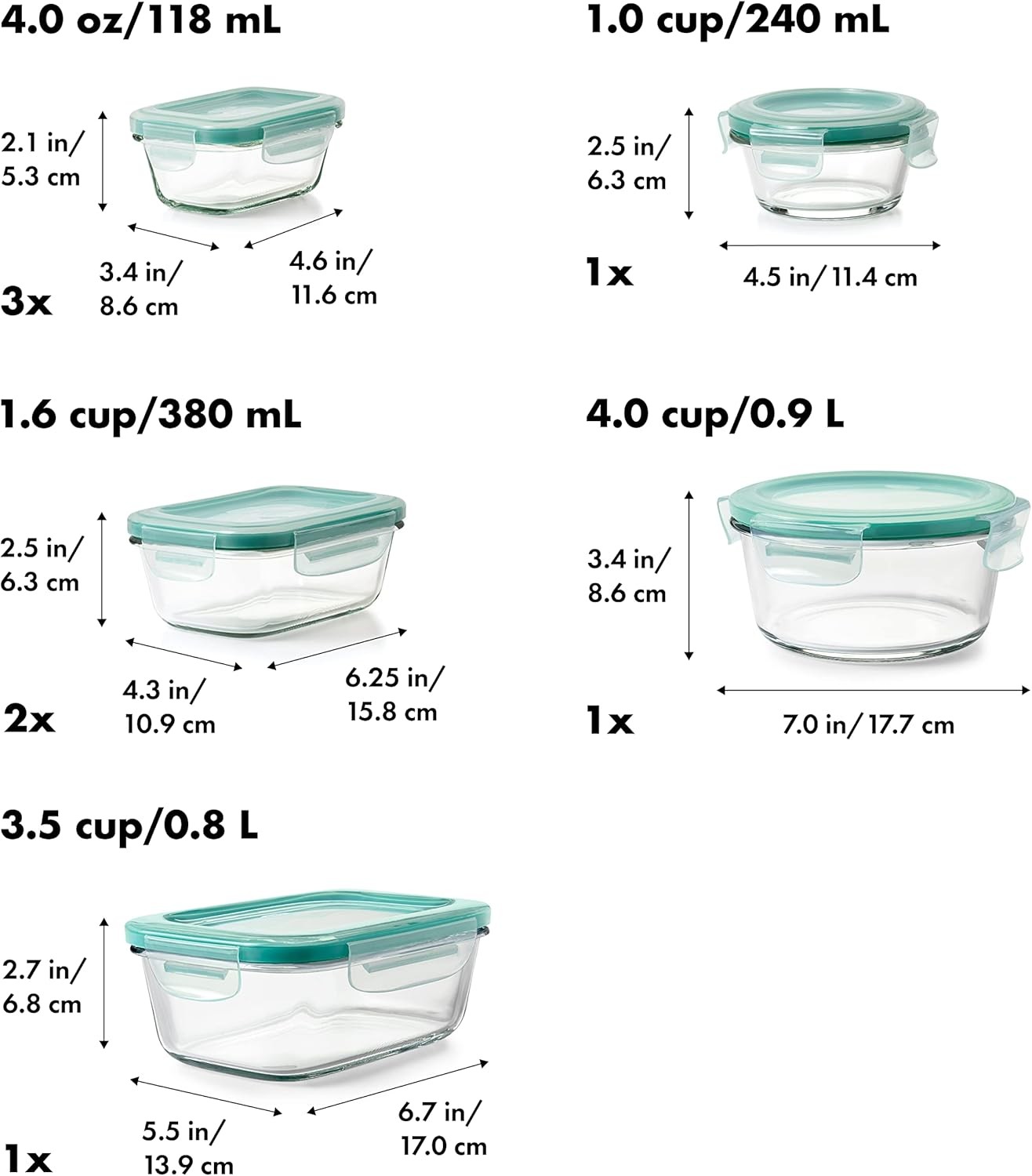 Good Grips 16 Piece Glass Smart Seal Airtight Everyday Container Set