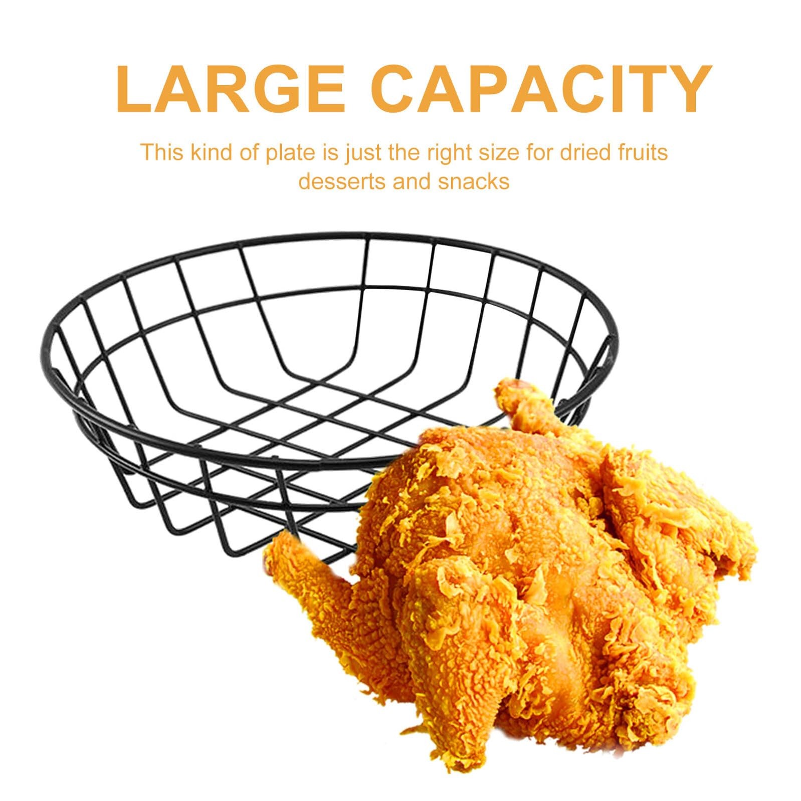 2 Pcs Wire Bread Basket 7.67 Inch Chrome Oval Metal Fast Food Baskets for Ser…
