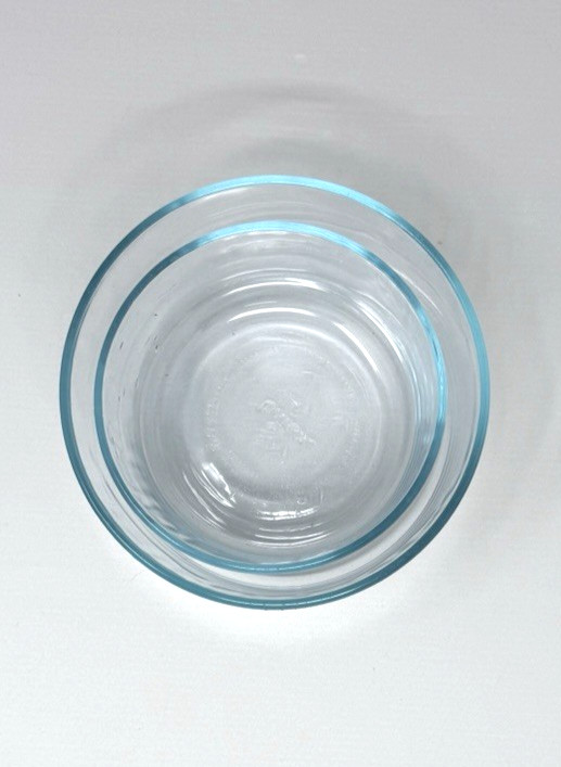 PYREX SIMPLY STORE 7201 4 CUP & 7203 7-CUP CLEAR GLASS ROUND FOOD STORAGE BOWLS