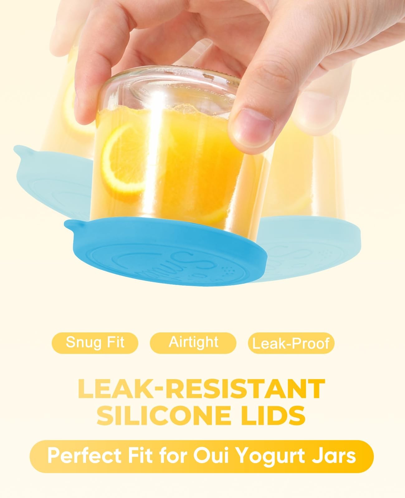 12 Silicone Yogurt Jar Lids Reusable Leak Proof Food Grade Covers Oui Glass Jars