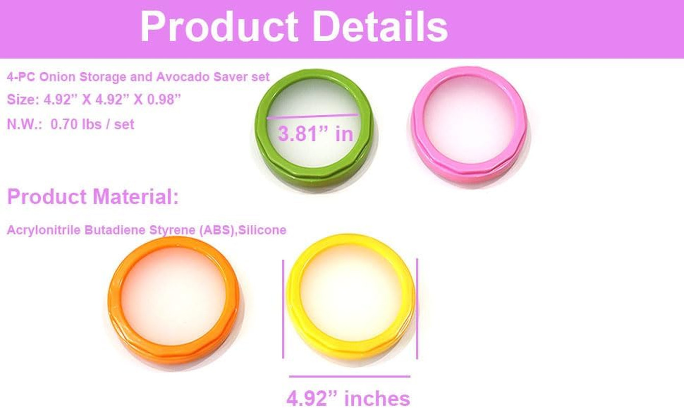 Onion storage and Avocado Saver,Set of 4 Double-Sided Silicone Fruit Keeper C…