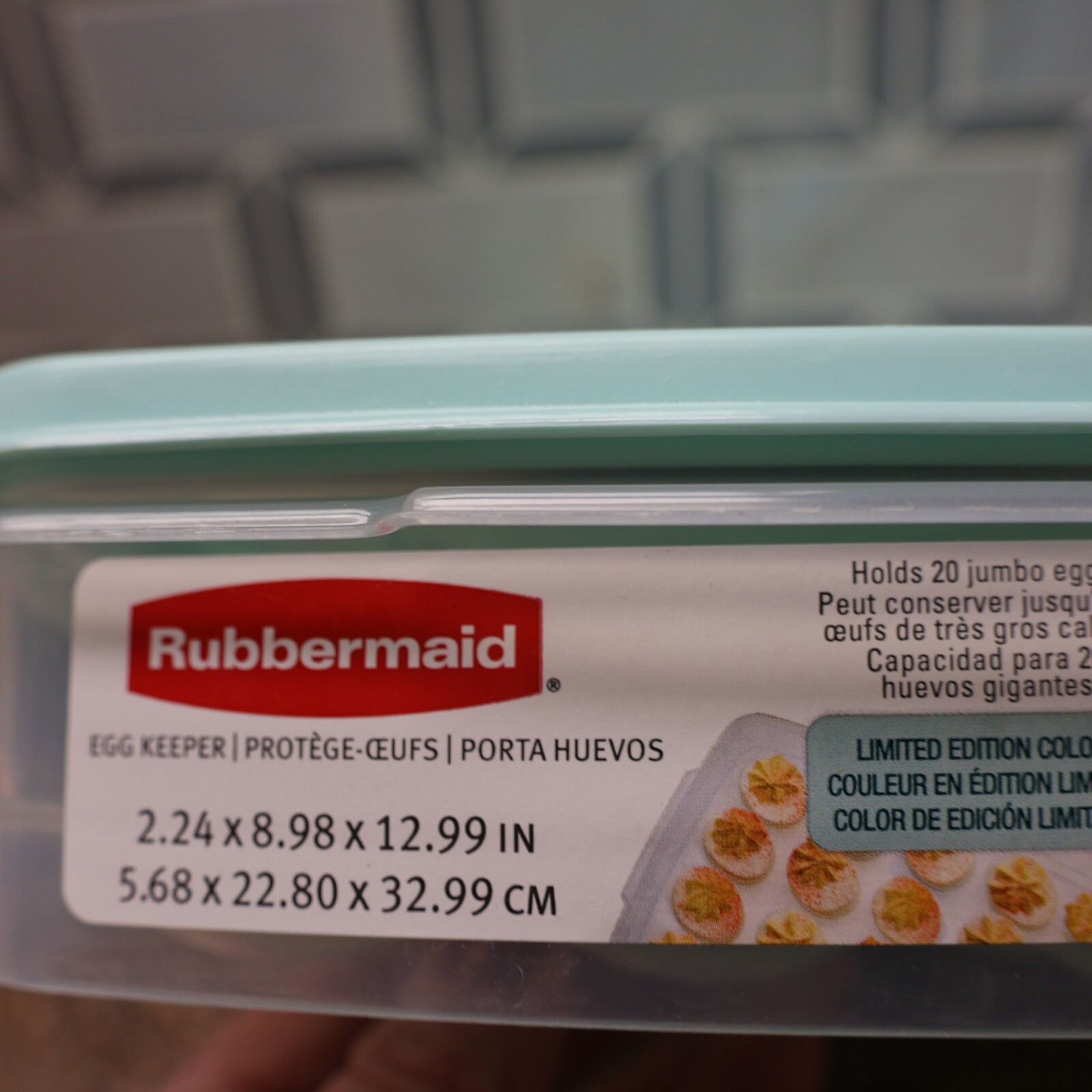 RUBBERMAID #3910 EGG KEEPER TRAY CONTAINER HOLDS 20 EGGS BLUE LID
