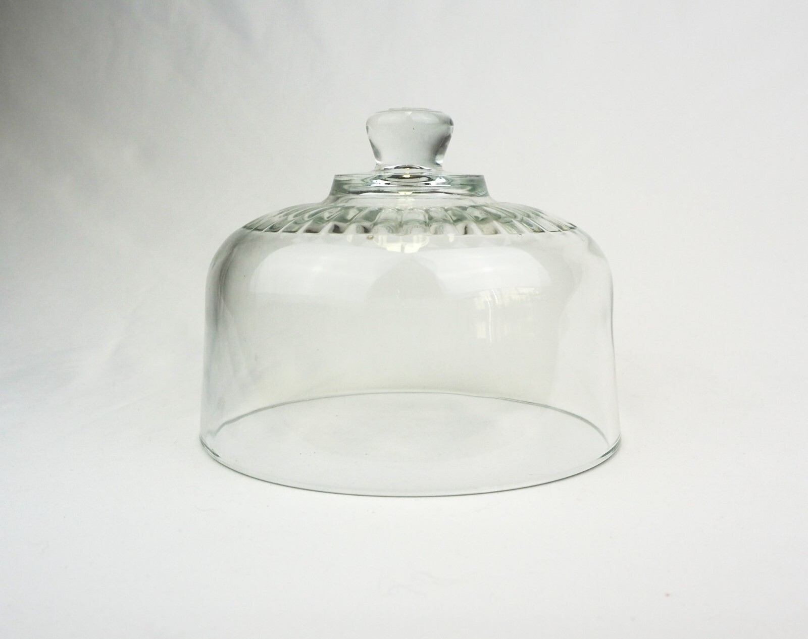 Vintage Clear Pressed Glass Food Dome Cheese Cloche Ribbed Top Made in France