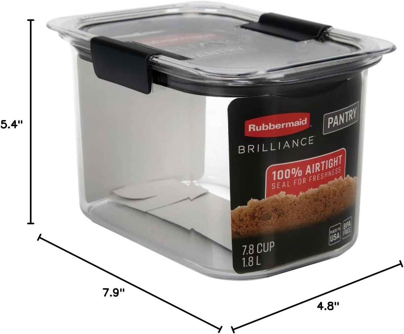 Rubbermaid Brilliance 7.8 Cup Airtight Food Storage Container BPA Free Clear