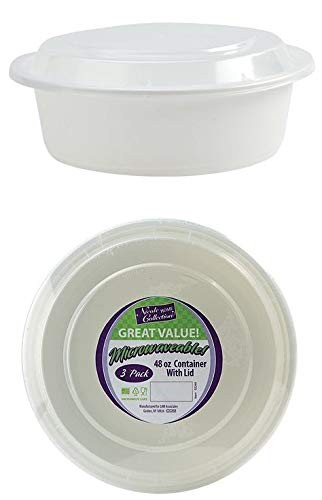 Premium Deep Round White Containers – 9″ Pack of 6 – Stackable & Leak-Proof D…