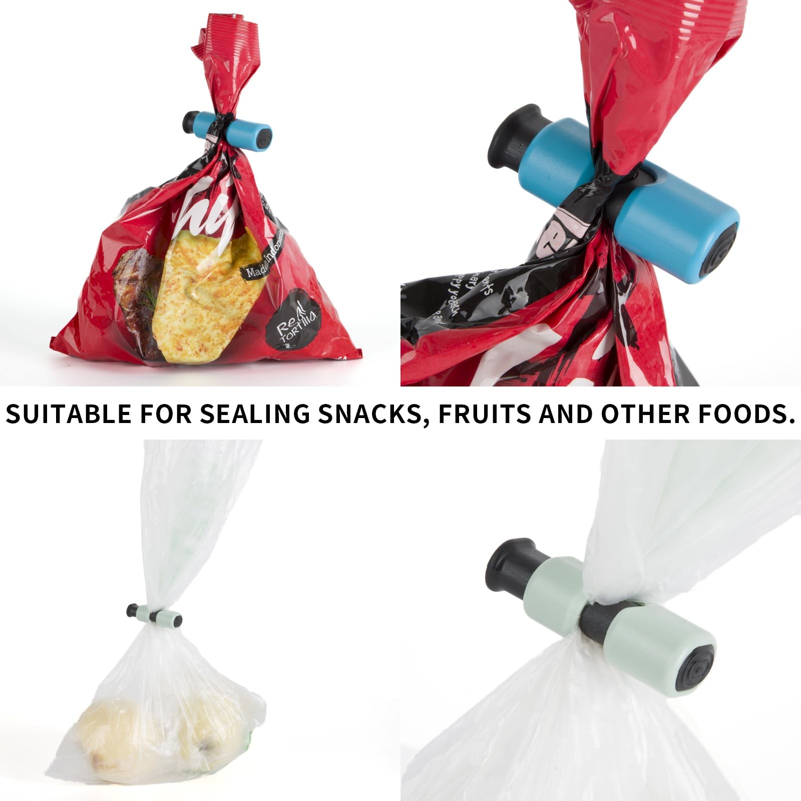 10PCS Colored Squeeze and Lock Bread Bag Clips, Chip Clips, Food, Bag Sealer