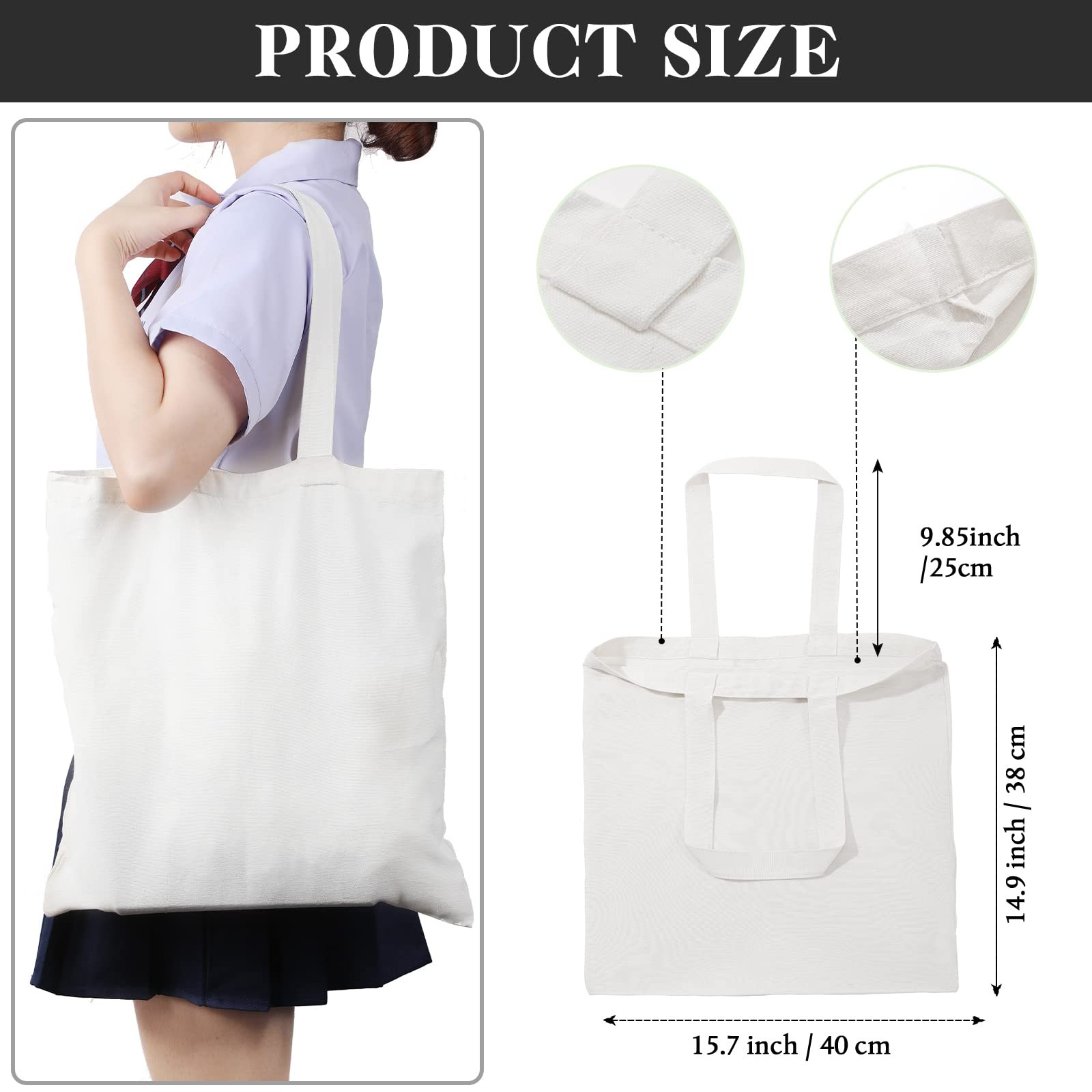 Roowest 60 Pack Canvas Tote Bags Bulk 16 X 15 Lightweight Medium Reusable