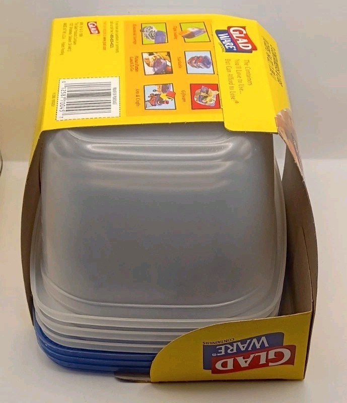 Vtg.1999 NOS GladWare Deep Dish Plastic Food Storage Containers 8 cup 3pc. Set