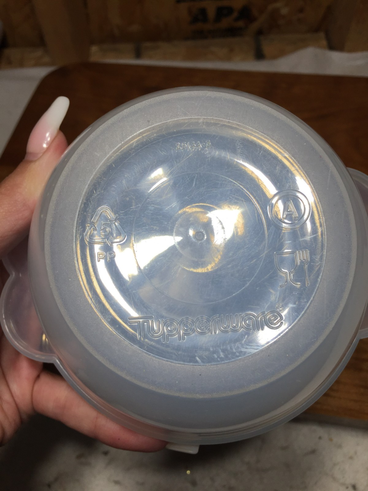 Tupperware Food Storage Container 2514A-3 Clear Bowl With Blue Lid 16 oz