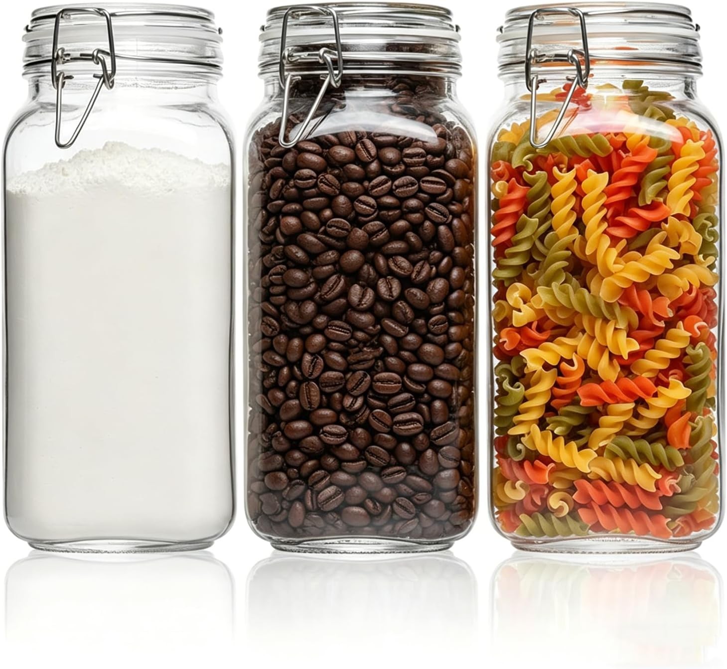 3-Pack 78oz Large Square Airtight Glass Jars for Bulk Food,