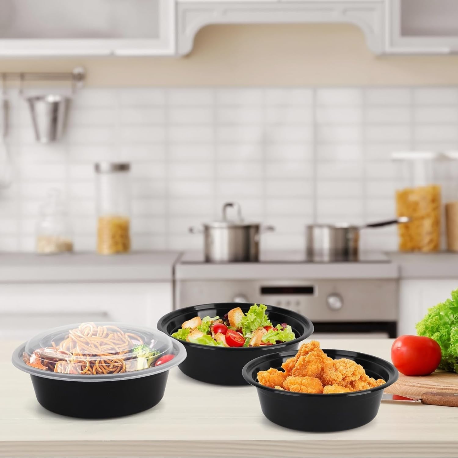 Stackable 32oz Meal Prep Bowls with Lids – Ideal for Office & School Meals