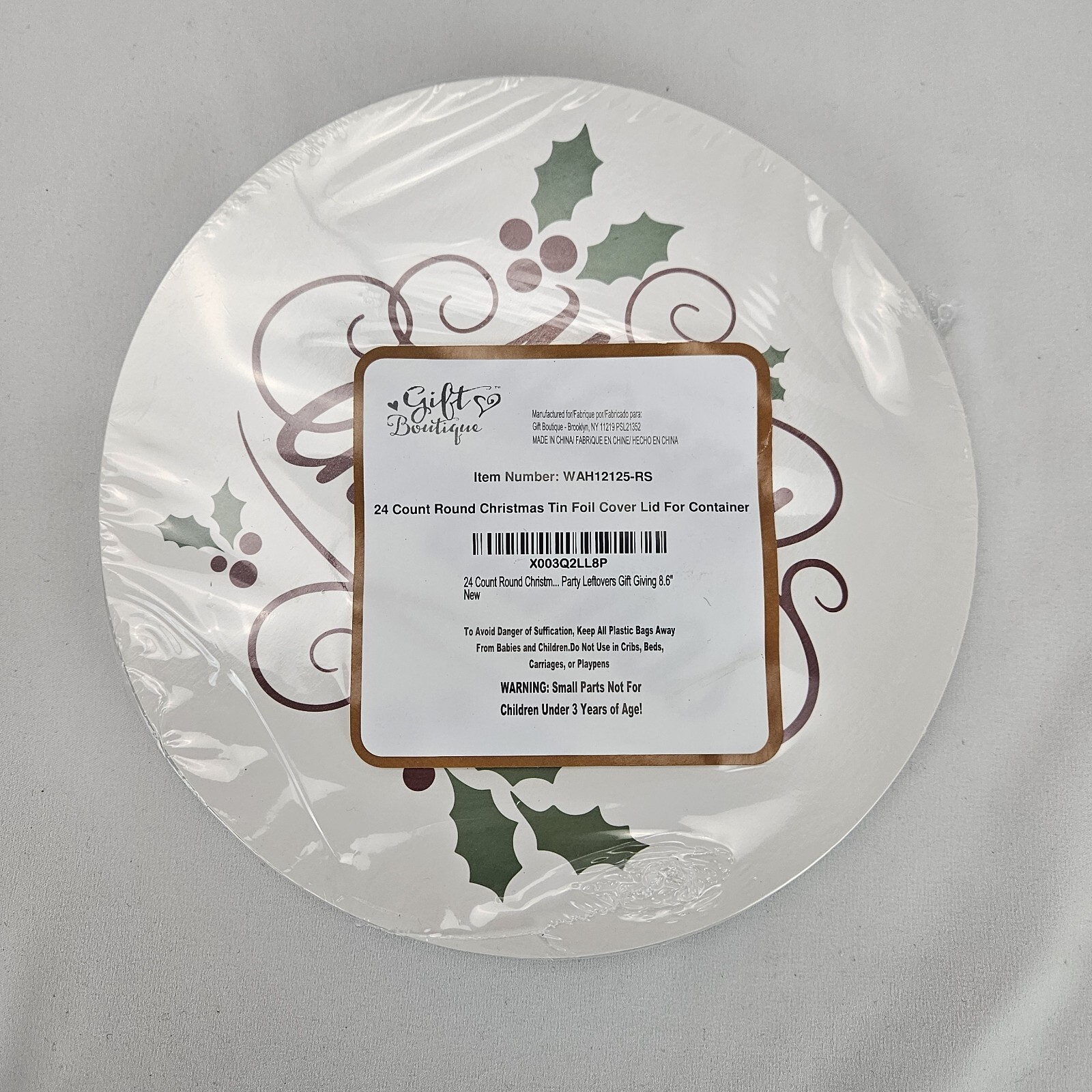 24 Count Round Christmas Tin Foil Lid For Holiday Container Aluminum Disposable