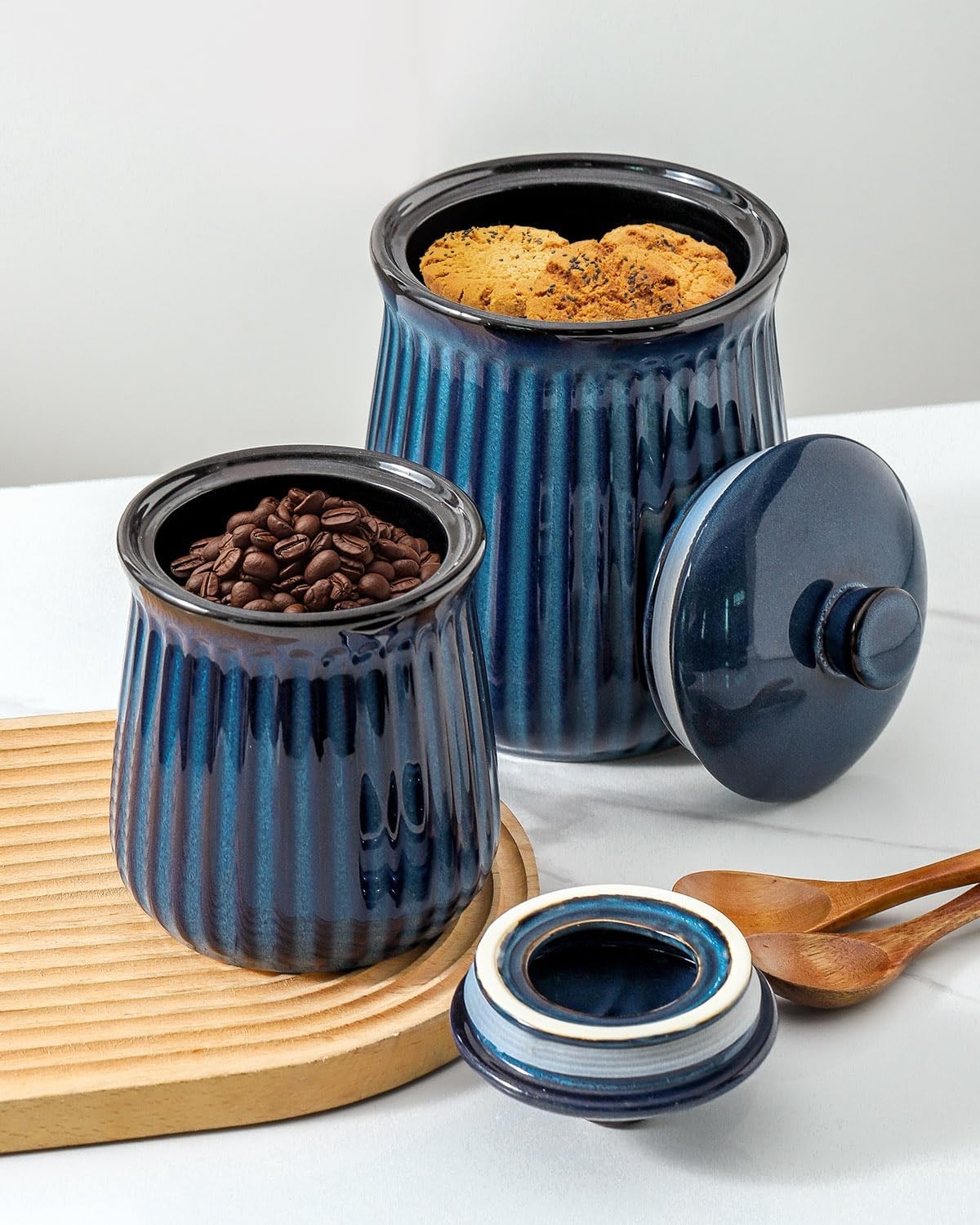 Hasense Ceramic Storage Containers, 35 oz Coffee Canister with Airtight Lids,