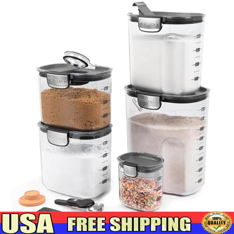 9 Piece Airtight Food Storage Container Set W/ Magnetic Accessories Baking New