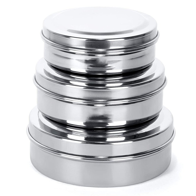 Stainless Steel Bowls Food Storage Containers Set With Lids Lunch Dabba Set of 3