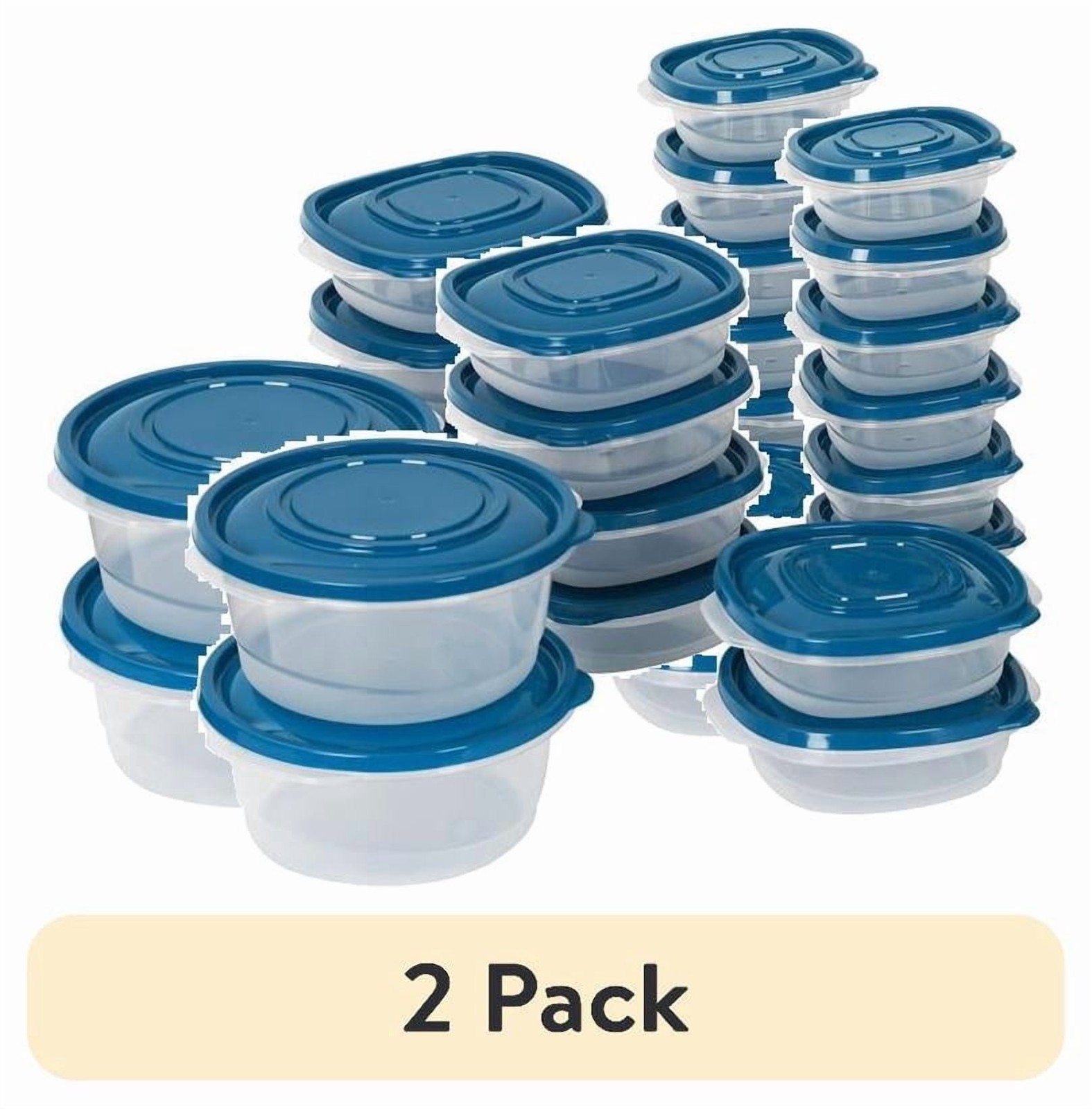 (2 pack) Semi Durable 42pc Plastic Food Storage Container set