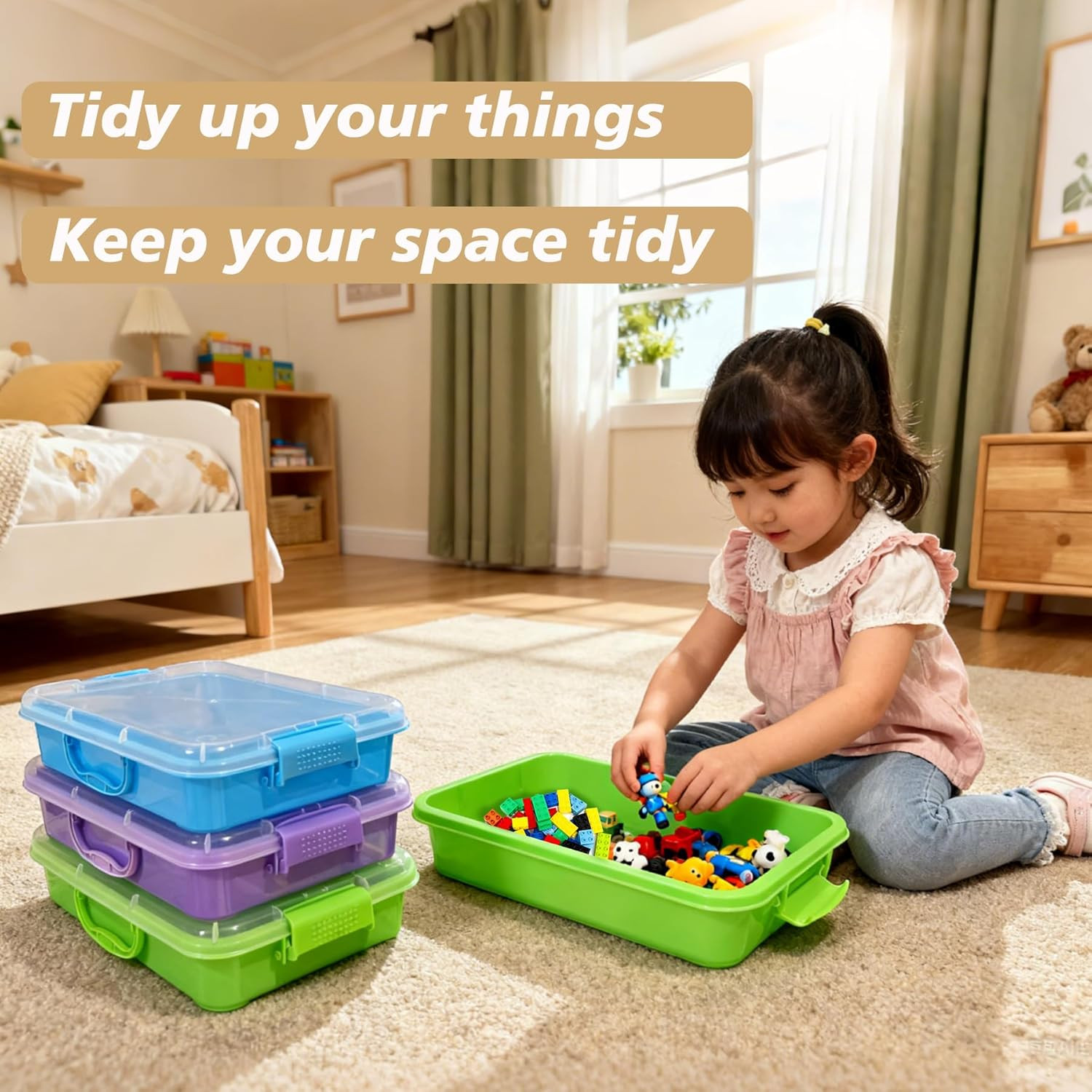 4 Qt 3.8L Sensory Bin Lid 3 Pack Stackable Storage Sensory Bins Lids Portable