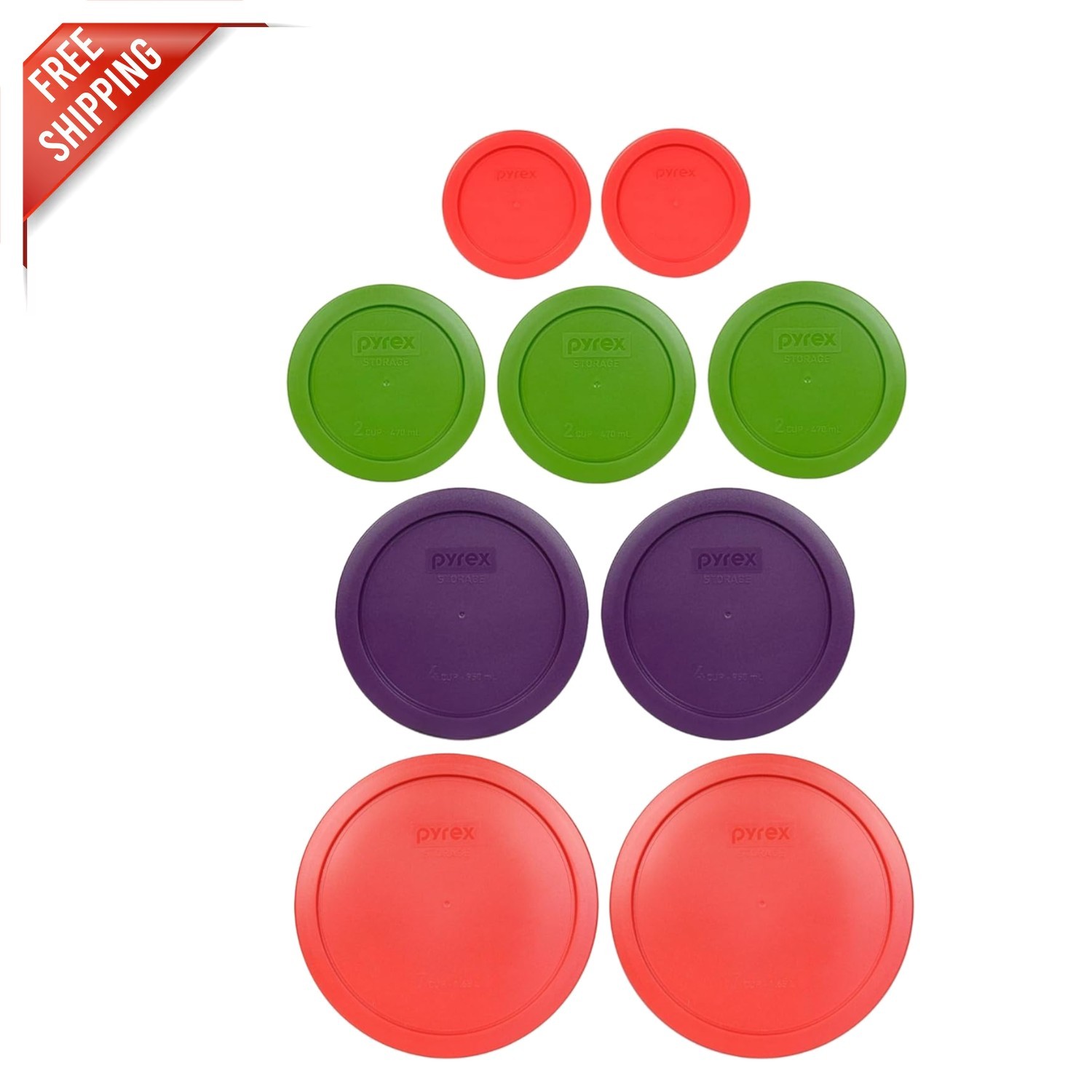 Durable Microwave Safe Pyrex Lids – 1 to 6/7 Cup Sizes in Red, Green, Purple