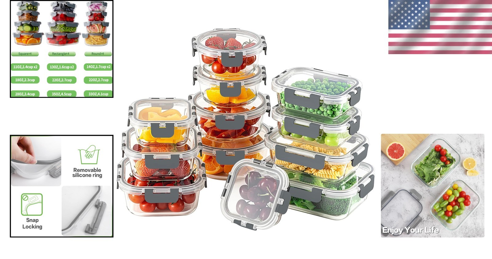 Versatile Glass Food Storage Containers – 24-Piece Set, Oven Safe & BPA-Free