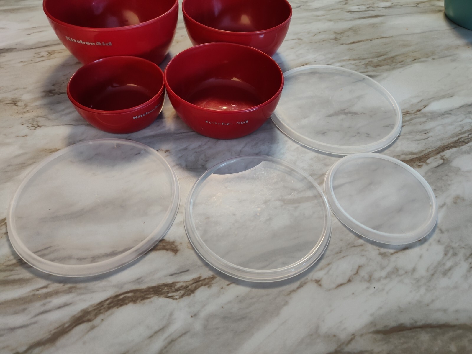 Kitchen Aid Prep Bowls Set with Lids 8 Pieces Solid Red 1 2 3 4 Cup Bowls