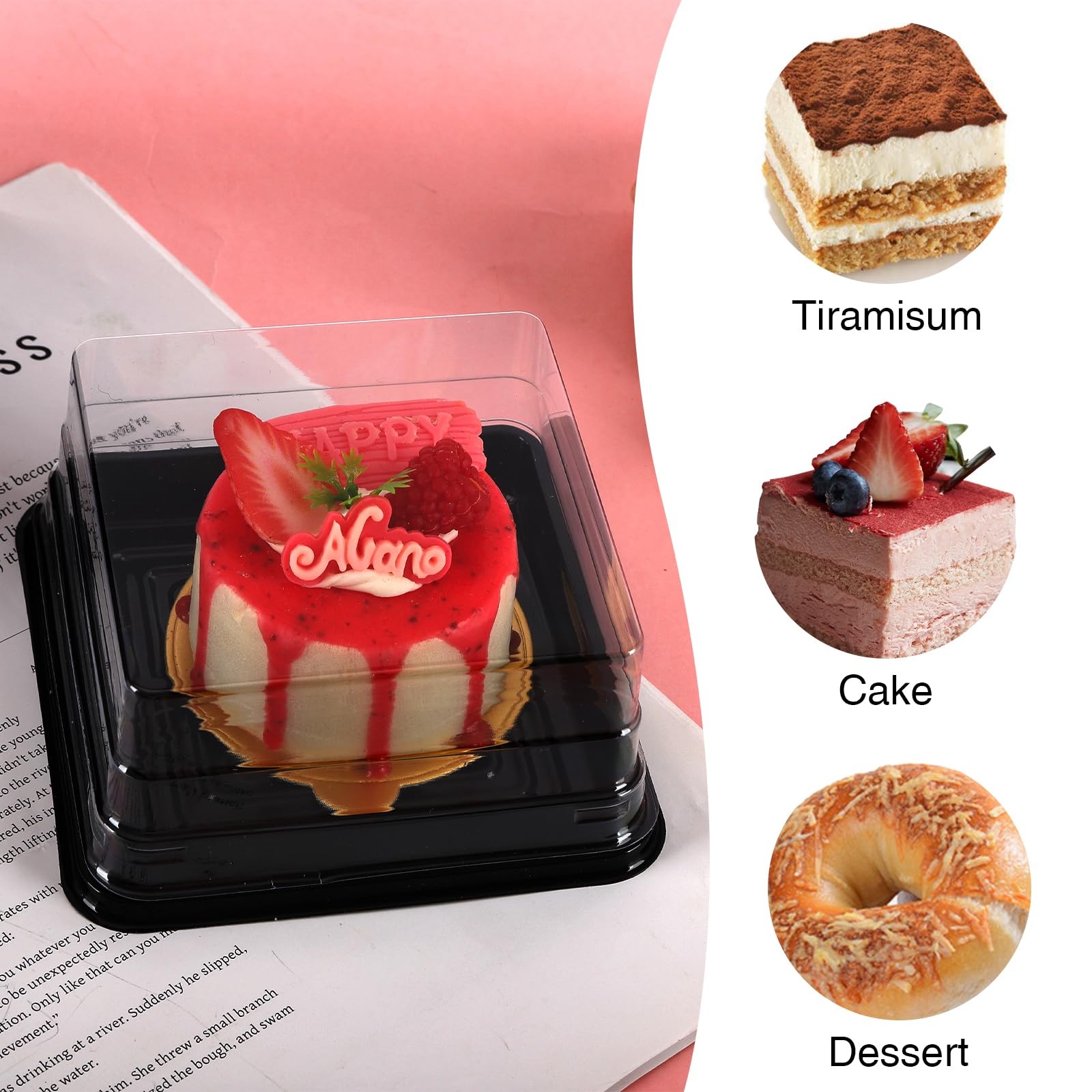 50 Pack Black Cake Pans,Bottom 5Inch X Heigh 2.2Inch Clear plastic mini cake …