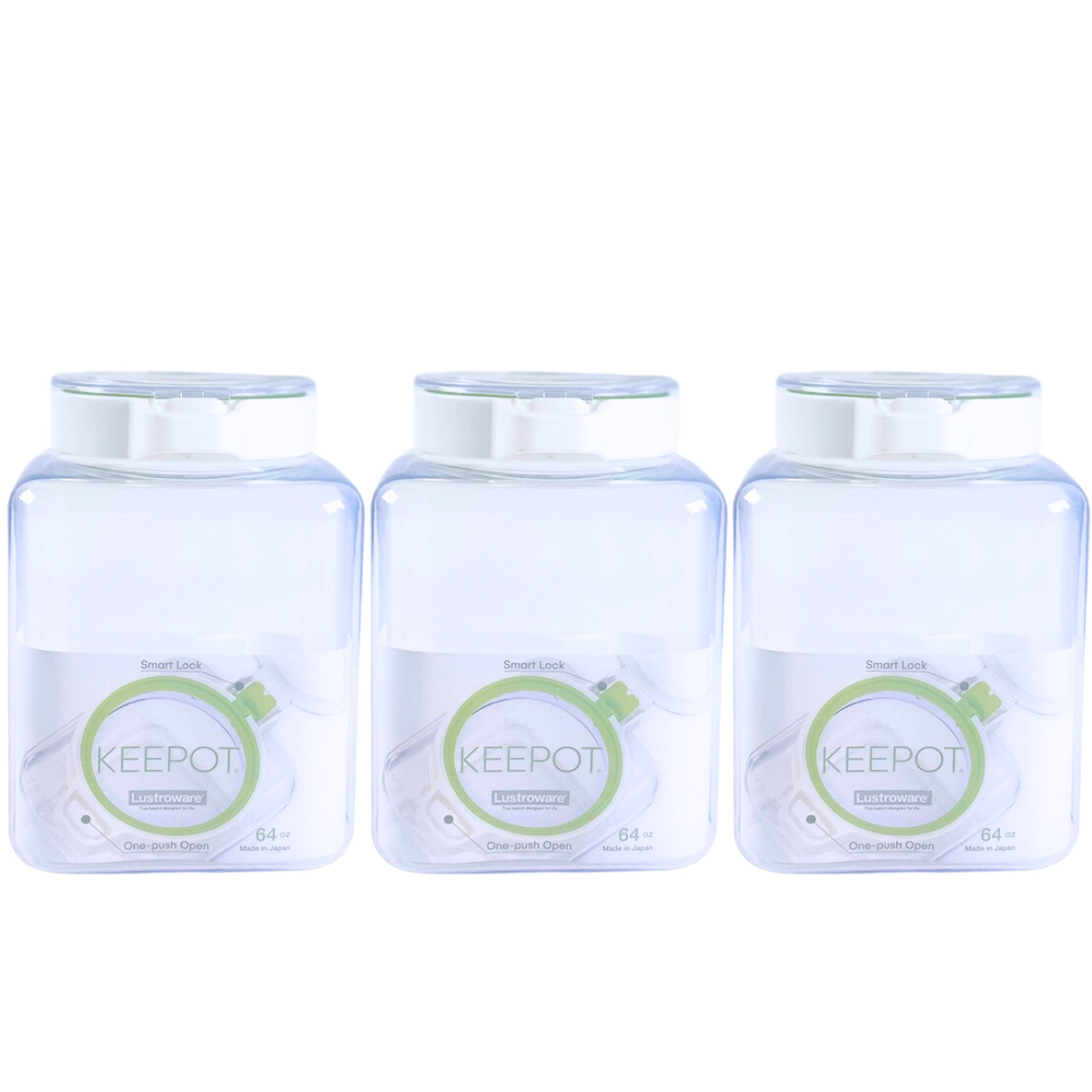3 Set, Lustroware Airtight Dry Food Storage Container Set, Crystal Clear Body
