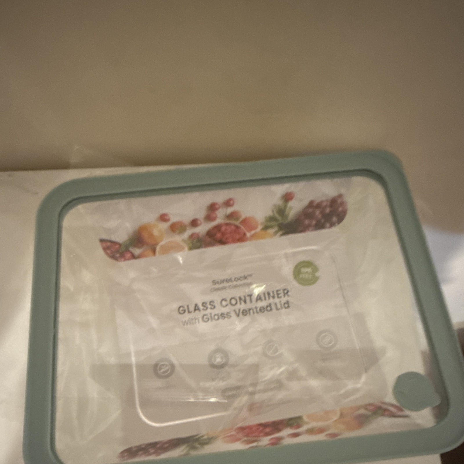 SureLock 1.8L Rectangular Glass Food Storage Container, Blue Vented Lid