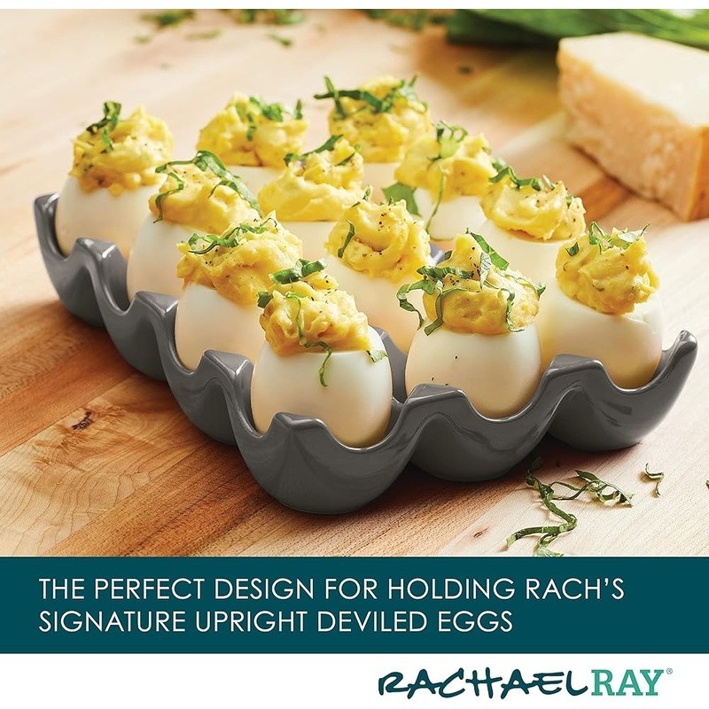 Ceramic Egg Tray Dishwasher Safe Deviled Eggs Appetizers Kitchen Storage New