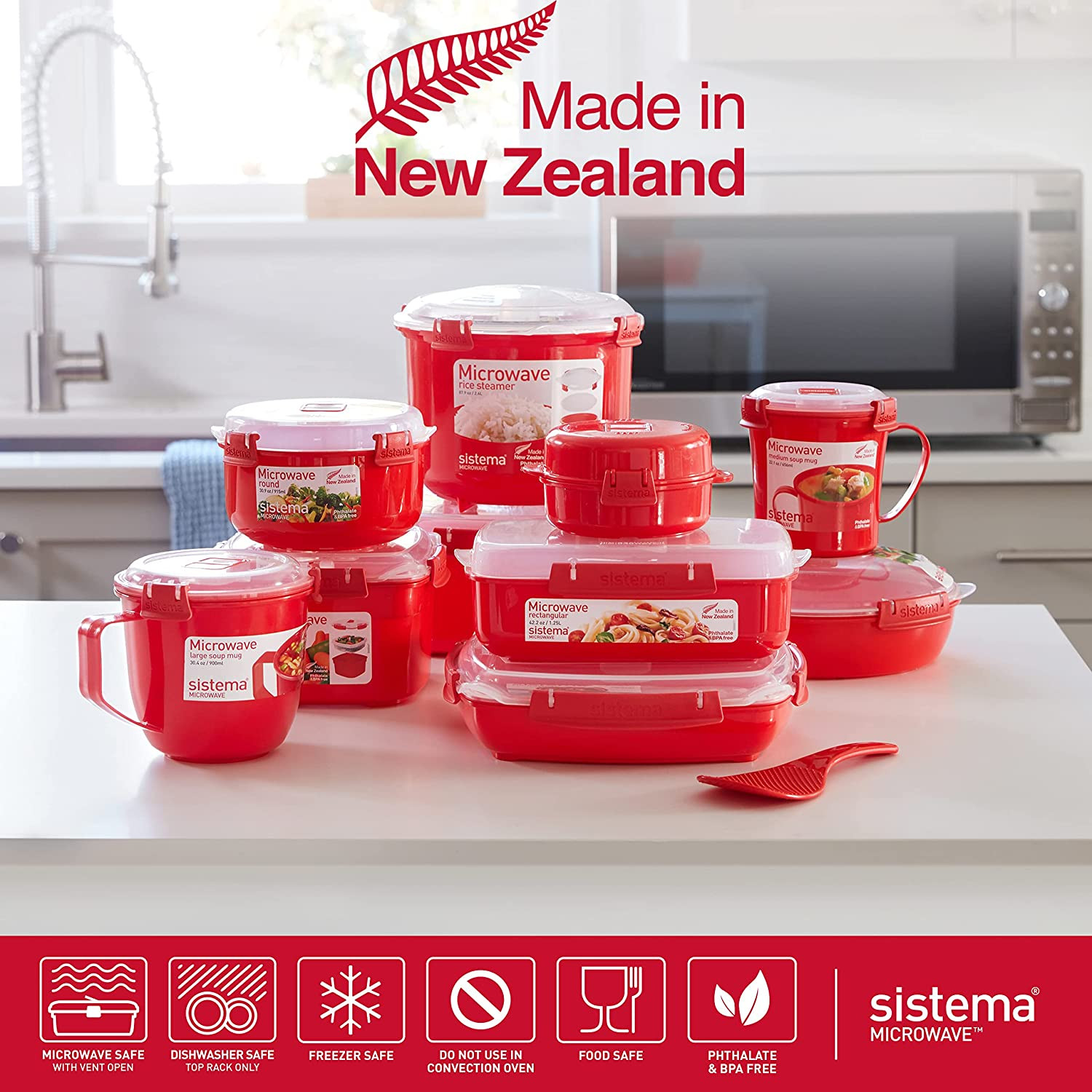 Sistema Heat & Eat Microwave Container Set, 4 Rectangular Microwaveable Food Con